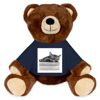 Rêve silencieux de chat dans une boîte - Nounours RecycelBär® marron - bleu marine - Devant