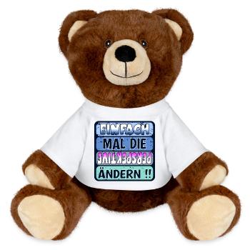VERÄNDERUNG SPRÜCHE - WEISHEIT PERSPEKTIVE ÄNDERN - MiniFeet® RecycelBär® Braun - Sonnengelb - Vorne