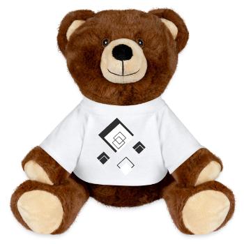 geometrische designs, Rauten schwarz weiß - MiniFeet® RecycelBär® Braun - Sonnengelb - Vorne