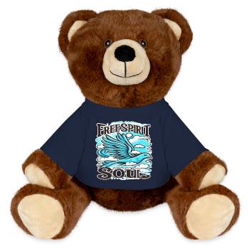 Erstaunlicher Himmelsvogel mit freiem Geist und Seele - MiniFeet® RecycelBär® Braun - French Navy - Vorne