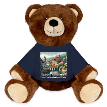 Colmar Old Town Charm & Colonial Style Architecture - MiniFeet® RecycelBär® Teddy Bear Brown - french navy - Front