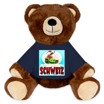 CHRISTMAS ST. BERNARDS - SWISS DOG SWITZERLAND - MiniFeet® RecycelBär® Teddy Bear Brown - french navy - Front