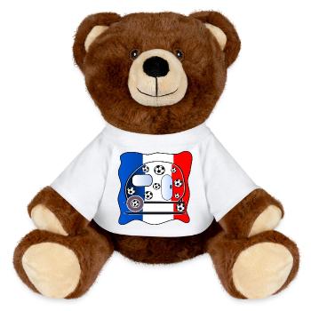Frankreich Camping Fußball - MiniFeet® RecycelBär® Braun - Sonnengelb - Vorne