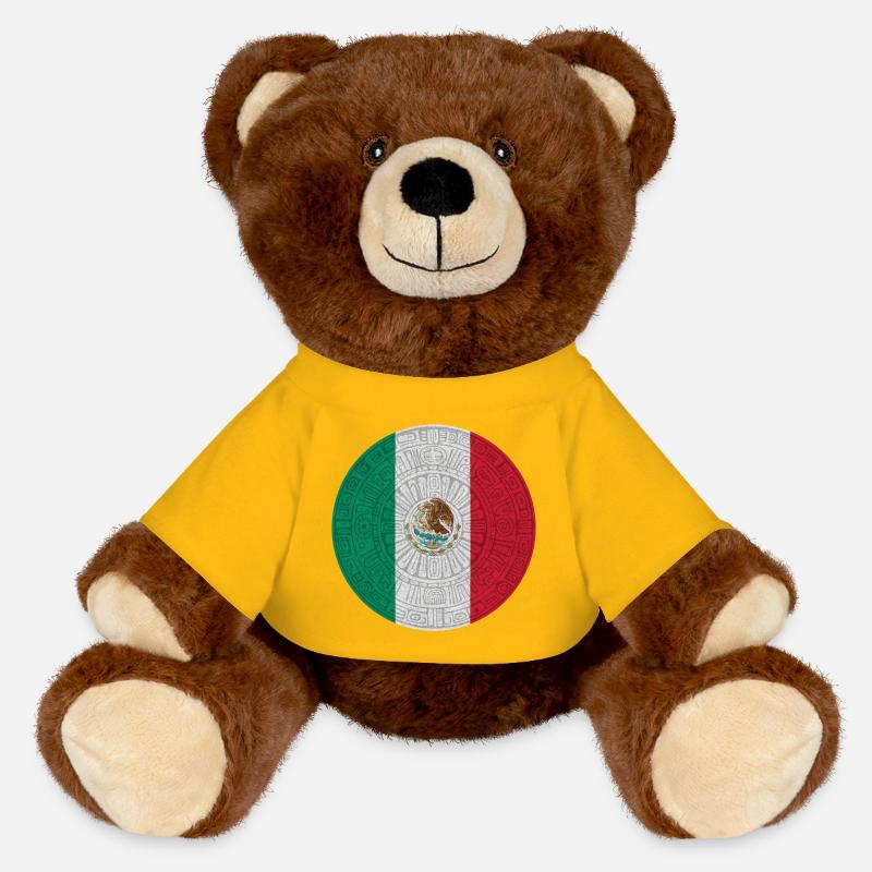 Drapeau mexicain style piétinement - Nounours RecycelBär® marron - jaune soleil