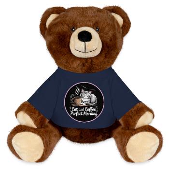 Cats and coffee morning routine - MiniFeet® RecycelBär® Teddy Bear Brown - french navy - Front