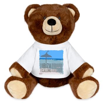 Ibiza Strandkulisse mit Sonnenschirm - MiniFeet® RecycelBär® Braun - Sonnengelb - Vorne