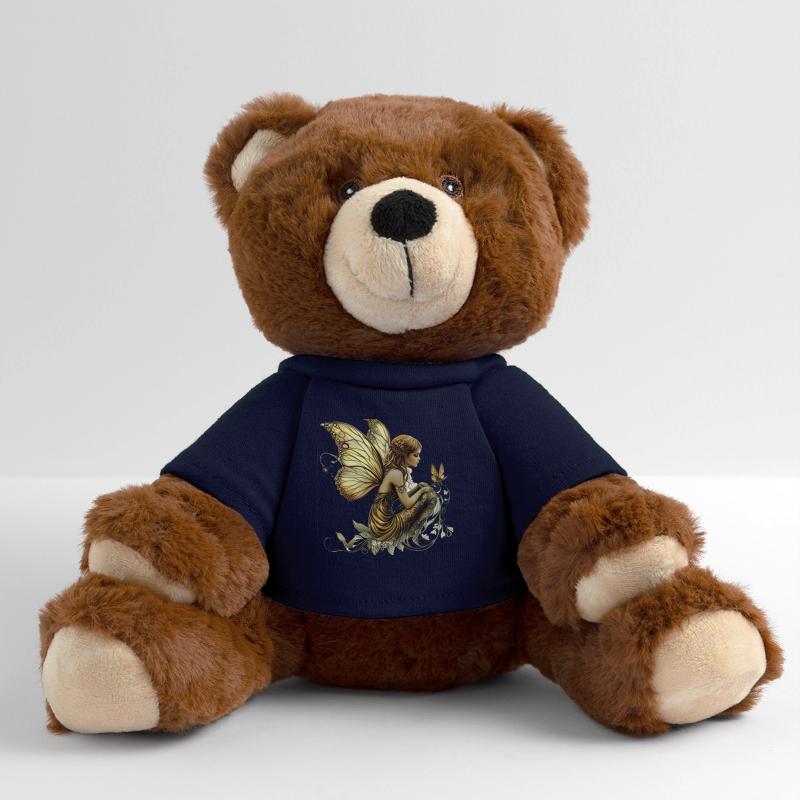 Fabuleuse fée fée en tissu doré avec des ailes Nounours RecycelBär® marron