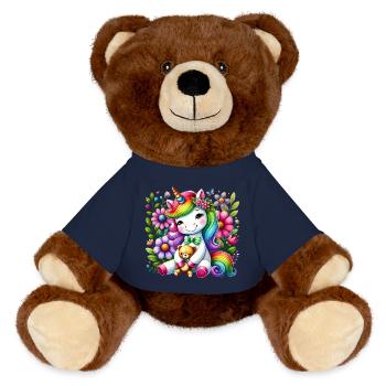 Regenbogen Einhorn Blumentraum - MiniFeet® RecycelBär® Braun - French Navy - Vorne