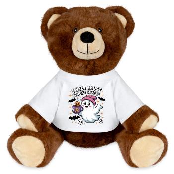 Fantôme Doux Café Halloween - Nounours RecycelBär® marron - jaune soleil - Devant