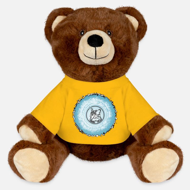 Cercle de chat Silhouette bleue - Nounours RecycelBär® marron - jaune soleil