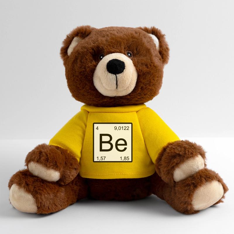 Be Element Style: Periodic Table Pattern Beryllium MiniFeet® RecycelBär® Teddy Bear Brown