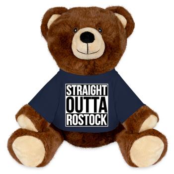 Straight Outta Rostock - MiniFeet® RecycelBär® Braun - French Navy - Vorne