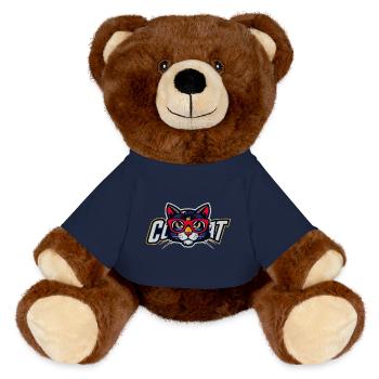 Chat avec des lunettes rouges Logo - Nounours RecycelBär® marron - bleu marine - Devant