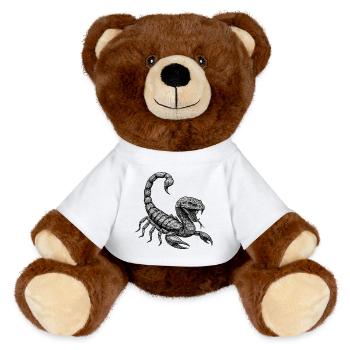 Geometric Scorpion Polygon - MiniFeet® RecycelBär® Teddy Bear Brown - sun yellow - Front