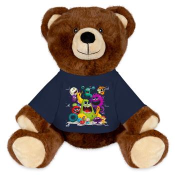 Bunte Monstertruppe Parade - MiniFeet® RecycelBär® Braun - French Navy - Vorne