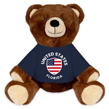 Patriotische US-Schildflagge - MiniFeet® RecycelBär® Braun - French Navy - Vorne