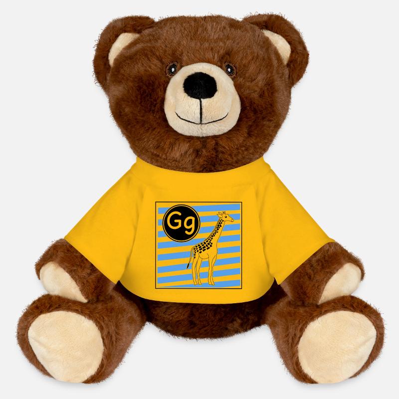 G for Giraffe - MiniFeet® RecycelBär® Teddy Bear Brown - sun yellow