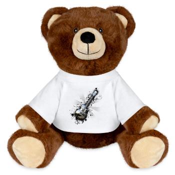 Shiny chrome guitar - MiniFeet® RecycelBär® Teddy Bear Brown - sun yellow - Front