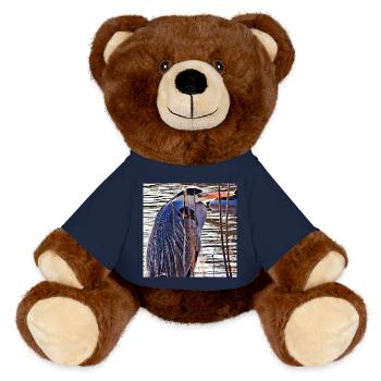 Héron cendré au lac - Photographie de nature Faune - Nounours RecycelBär® marron - bleu marine - Devant