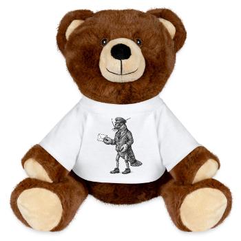 Livreur homard en costume - Nounours RecycelBär® marron - jaune soleil - Devant