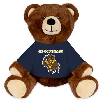 Warschauer, Polnischer Bison, luxuriöses, cooles Tier, verspielt - MiniFeet® RecycelBär® Braun - French Navy - Vorne