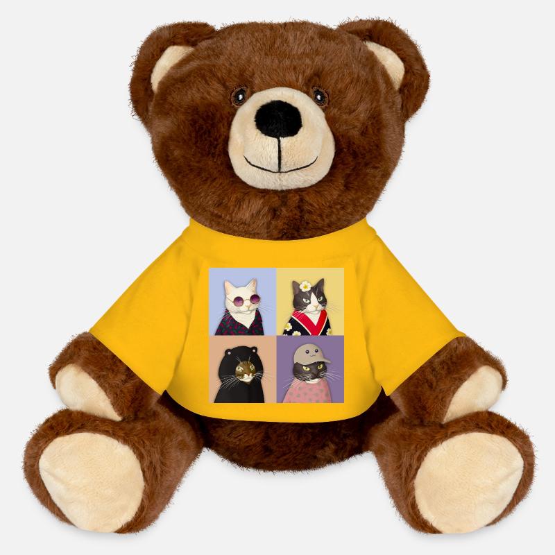 Cat Couture Quartet - MiniFeet® RecycelBär® Teddy Bear Brown - sun yellow