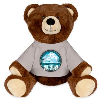 Paysage urbain de Rotterdam avec coordonnées - Nounours RecycelBär® marron - jaune soleil - Devant
