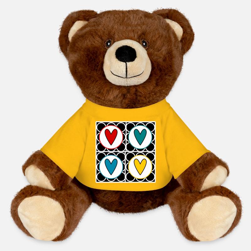 CŒUR. PAPA. MAMAN. NOEL. NOËL. EVJF. BEBE. ENFANT. - Nounours RecycelBär® marron - jaune soleil