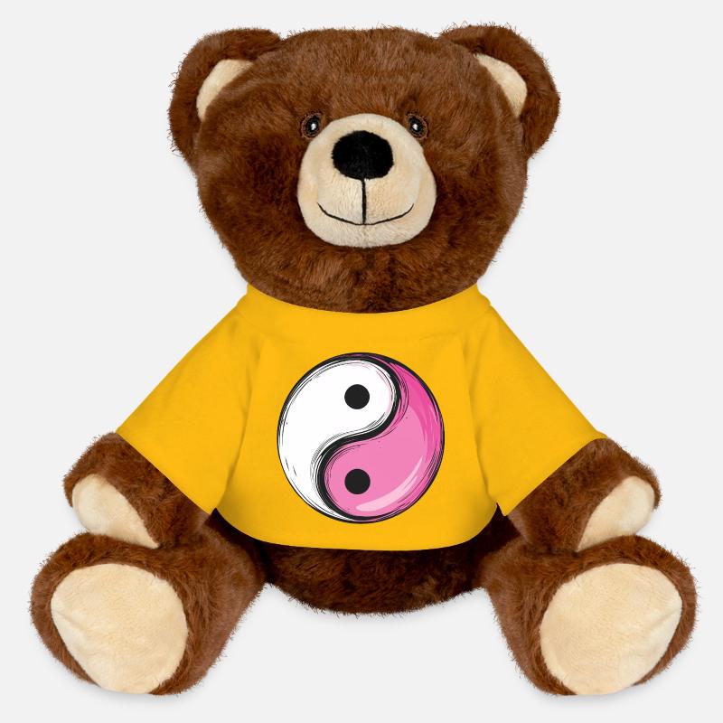 Yin and Yang pink version :) - MiniFeet® RecycelBär® Teddy Bear Brown - sun yellow