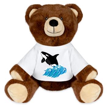 Orca-Druck - MiniFeet® RecycelBär® Braun - Sonnengelb - Vorne