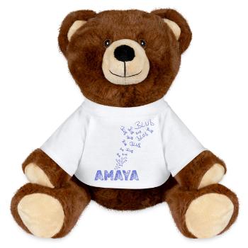 Geschenk für Amaya - MiniFeet® RecycelBär® Braun - Sonnengelb - Vorne