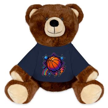 EleRetro Basketball Magic-Neon Sport Diamant Desig - MiniFeet® RecycelBär® Braun - French Navy - Vorne