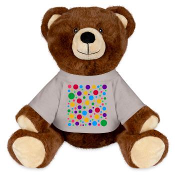 Colourful Polka Dot Pattern – Bright Spotty Dotted - MiniFeet® RecycelBär® Teddy Bear Brown - sun yellow - Front