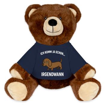 Dackel Spruch - MiniFeet® RecycelBär® Braun - French Navy - Vorne
