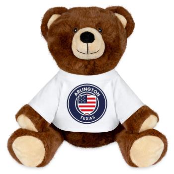 Arlington Texas Patriot Badge - MiniFeet® RecycelBär® Teddy Bear Brown - sun yellow - Front