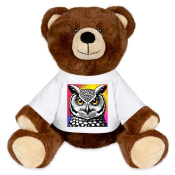 Eule - MiniFeet® RecycelBär® Braun - Sonnengelb - Vorne