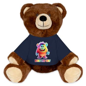 Born This Way - Fluffy Rainbow Monster - MiniFeet® RecycelBär® Teddy Bear Brown - french navy - Front