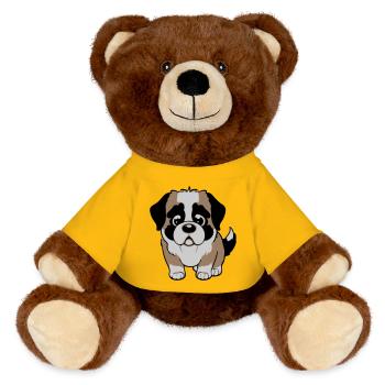 St. Bernard dog - MiniFeet® RecycelBär® Teddy Bear Brown - sun yellow - Front