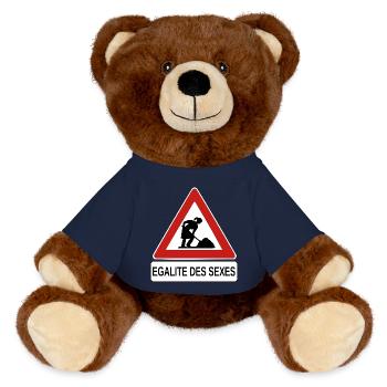 Gender equality - MiniFeet® RecycelBär® Teddy Bear Brown - french navy - Front