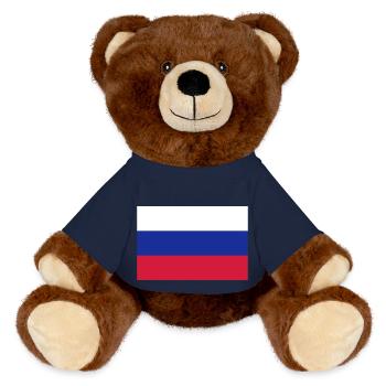 Drapeau Russie / Russian flag - Nounours RecycelBär® marron - bleu marine - Devant