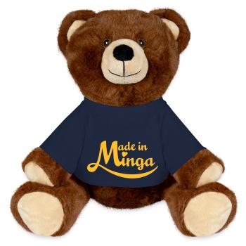 Made in Minga - Né à Munich - Nounours RecycelBär® marron - bleu marine - Devant