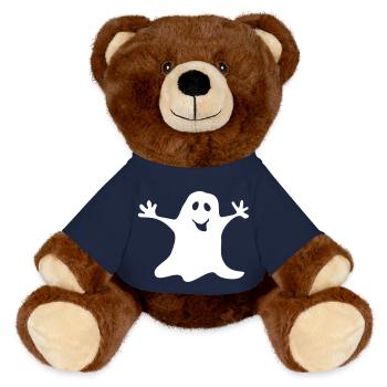 Gespenst einfarbig Halloween T-shirt - MiniFeet® RecycelBär® Braun - French Navy - Vorne