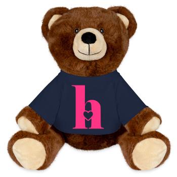 Buchstabe h Anfangsbuchstabe mit Herz - MiniFeet® RecycelBär® Braun - French Navy - Vorne