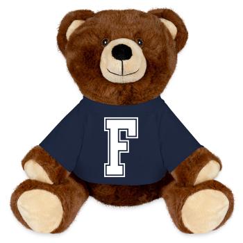 Buchstabe F - MiniFeet® RecycelBär® Braun - French Navy - Vorne