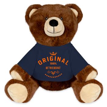 Original 100 Prozent Betriebsrat - RAHMENLOS Beruf - MiniFeet® RecycelBär® Braun - French Navy - Vorne