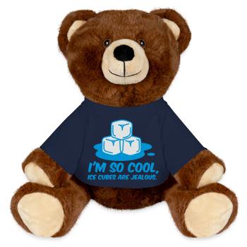 I m so cool, even ice cubes are jealous! - MiniFeet® RecycelBär® Teddy Bear Brown - french navy - Front