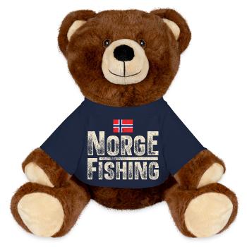 Norwegen Angeln Angler Fischen - MiniFeet® RecycelBär® Braun - French Navy - Vorne