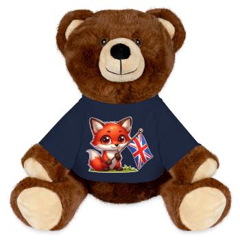 Renard mignon avec le drapeau du Royaume-Uni - Nounours RecycelBär® marron - bleu marine - Devant