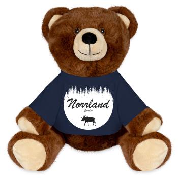 Norrland Suède Région Vacances Orignal Autocollant - Nounours RecycelBär® marron - bleu marine - Devant