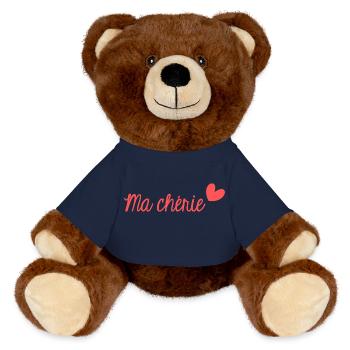 MA CHERIE. MON CHERI. CHERI. I LOVE YOU. MY LOVE. - Nounours RecycelBär® marron - bleu marine - Devant